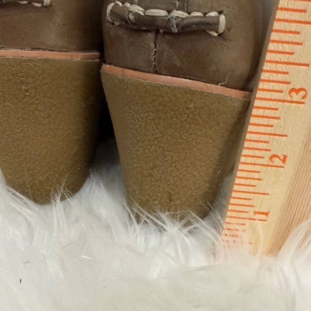 Sperry size 7  brown, leather lace wedges